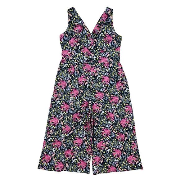 Boden Jemima Tropical Charm Linen Wide Leg Jumpsuit Size 14 Resort Vacation Boho - Picture 2 of 8